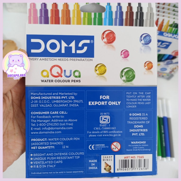 DOMS AQUA WATER COLOR PENS 12 SHADES 7265